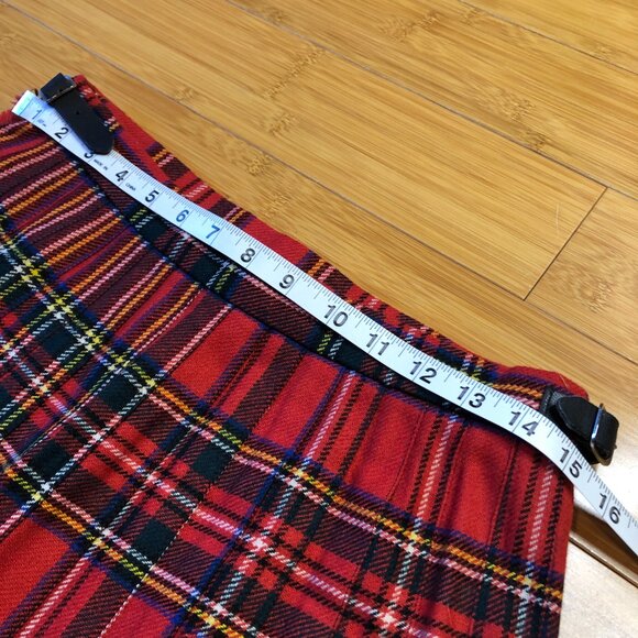 Vintage 100% Wool Skirt Kilt Tartan Plaid Pleated Irish Red Winter Fall Swiftie - Picture 11 of 11